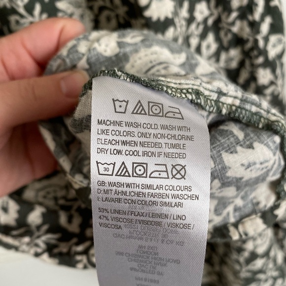 NWOT Denim & Co Naturals Floral Midi Dress, Women’s Size Small, QVC Olive Linen - Picture 7 of 7